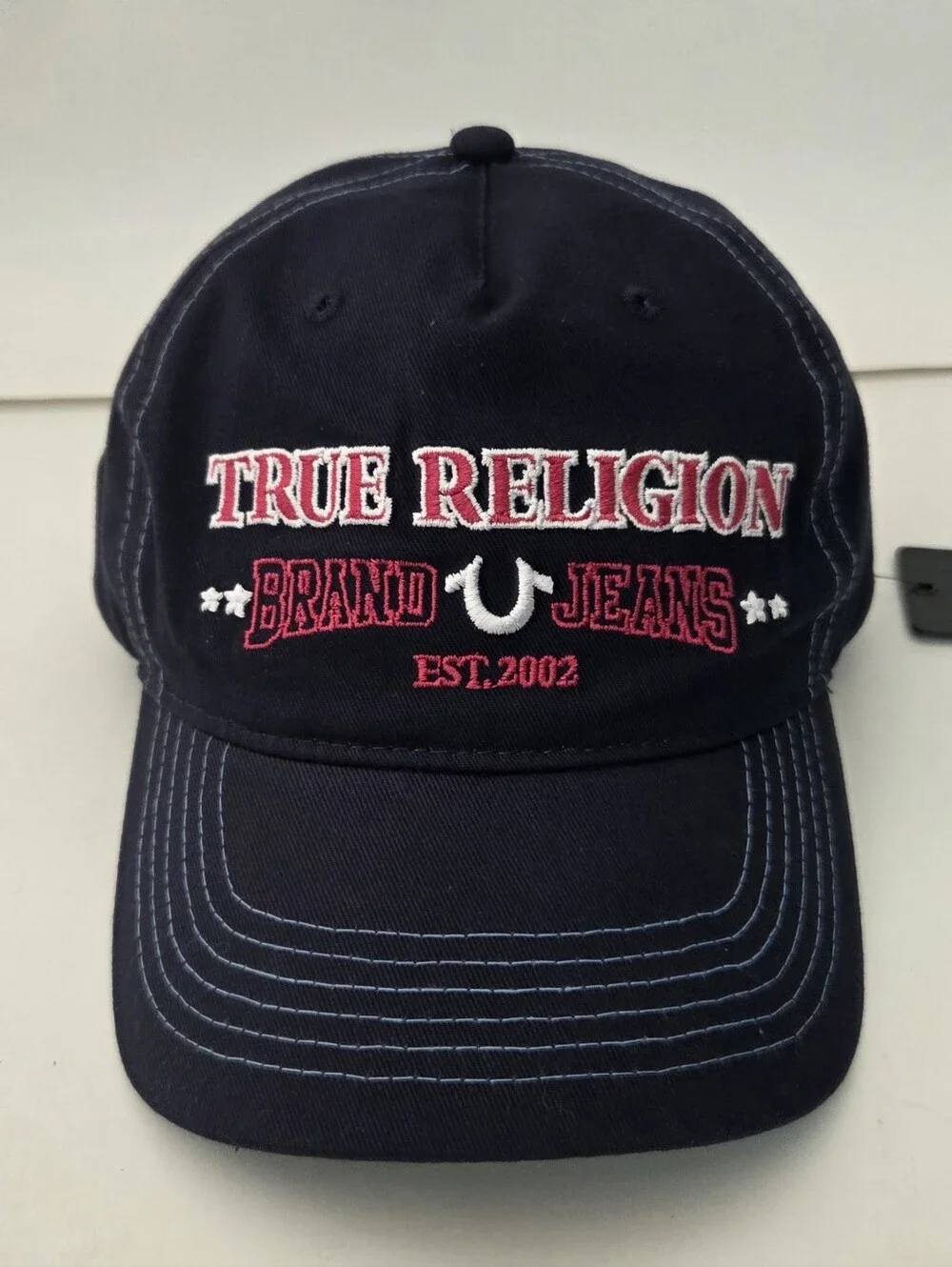 True Religion Blue Embroidered Brand Jeans Logo Adjustable Baseball Cap One Size
